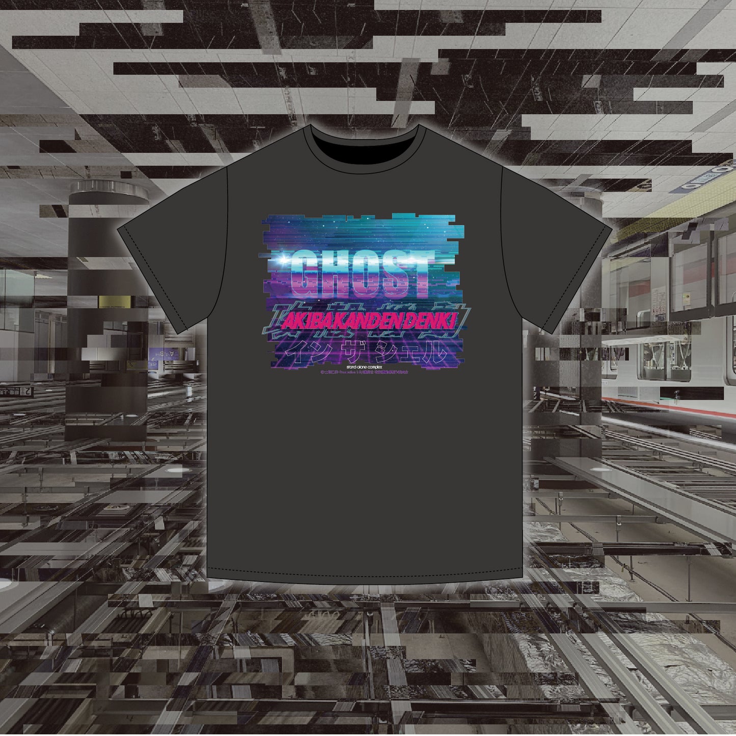 Tシャツ黒ボディ(攻殻機動隊SAC×アキバ感電デンキ)